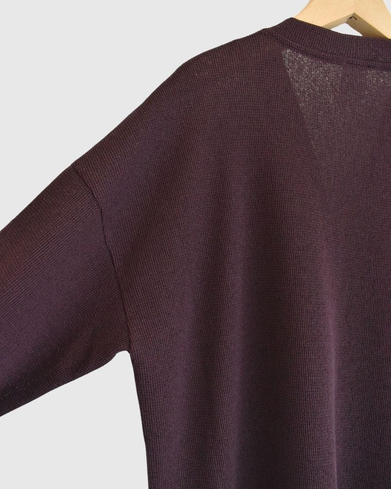 RANDOM WAFFLE CARDIGAN in Burgundy