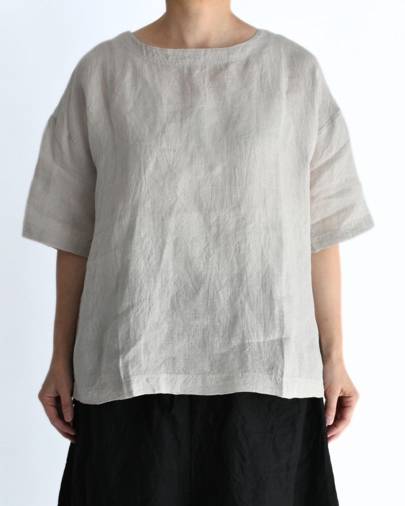 Handwoven 60x60 Linen Pullover Shirt in LightGray