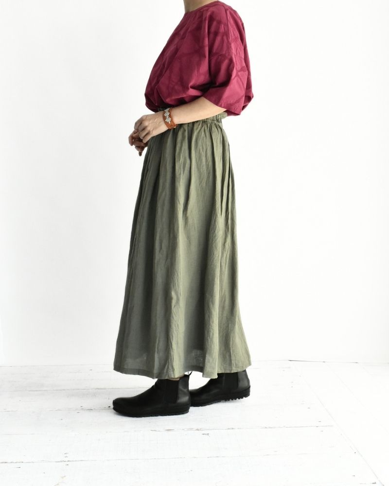French Linen Skirt in Khaki