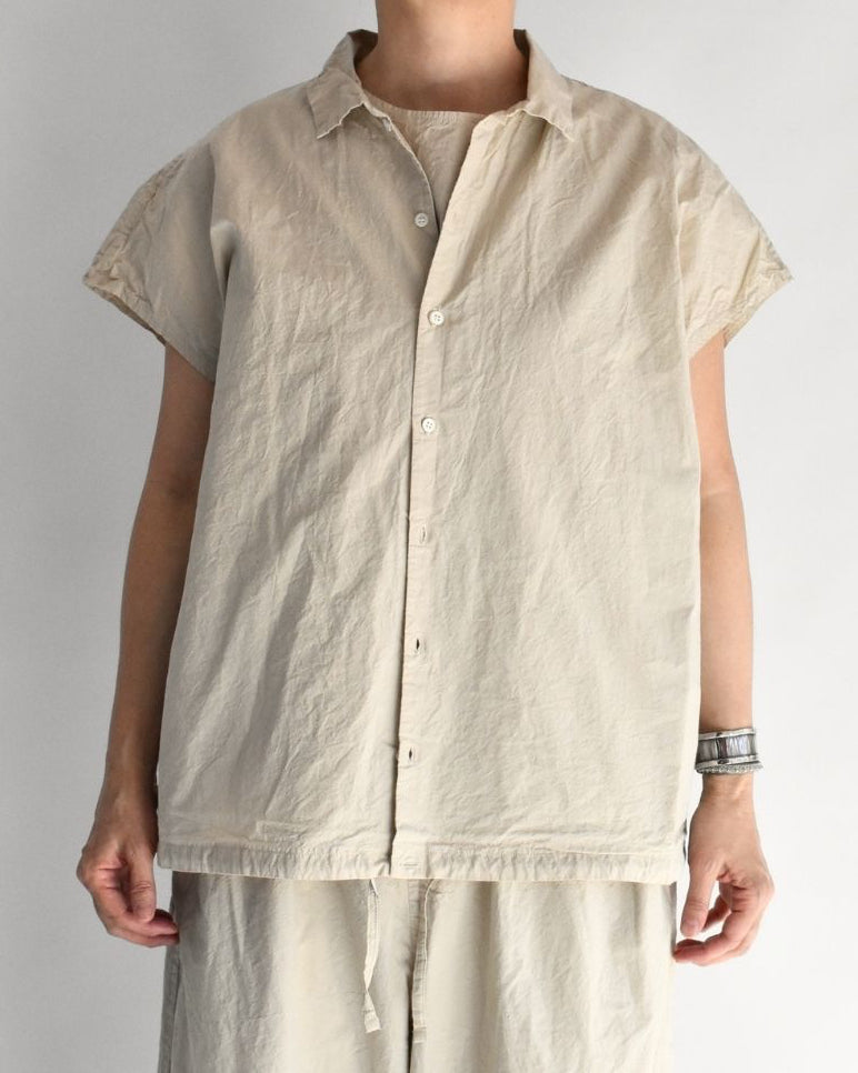 Shrink French Sleeve Shirt in Beige