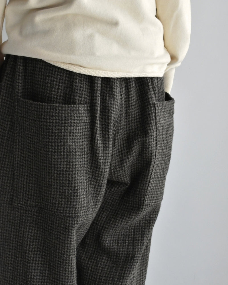 Wool Gauze Houndstooth Pants in Mocha