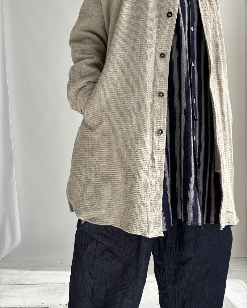 Stand Collar Shirt in MilkyGrey