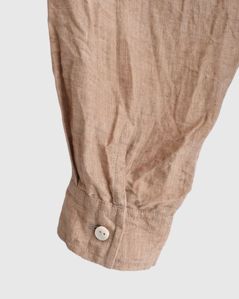 Handwoven 60×60 Linen Square Shirt in PinkBeige