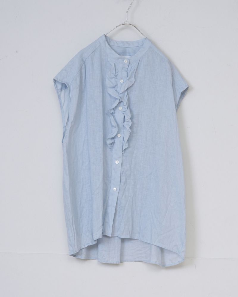 [Pre-order] S/S R360 LINEN FRILL NO SLEEVE BLOUSE (Mid-April - End of April)