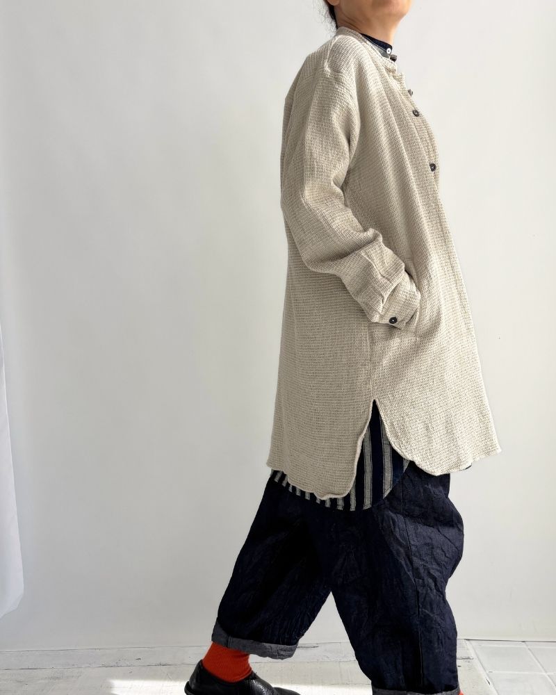 Stand Collar Shirt in MilkyGrey