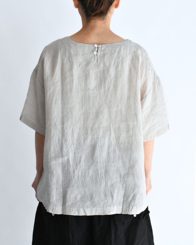 Handwoven 60x60 Linen Pullover Shirt in LightGray