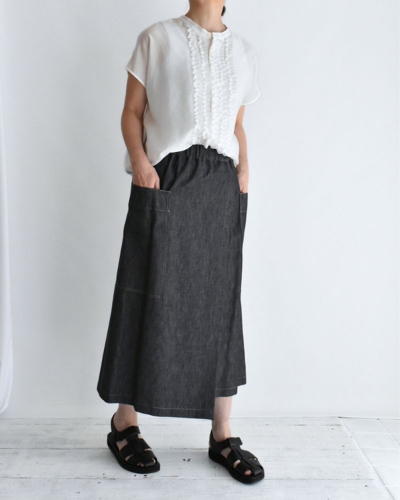 RAY-SILK French Sleeve Frill Blouse in White