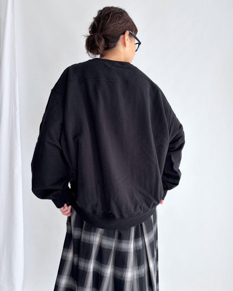 ABBY High Gauge Sweat Pullover in Black