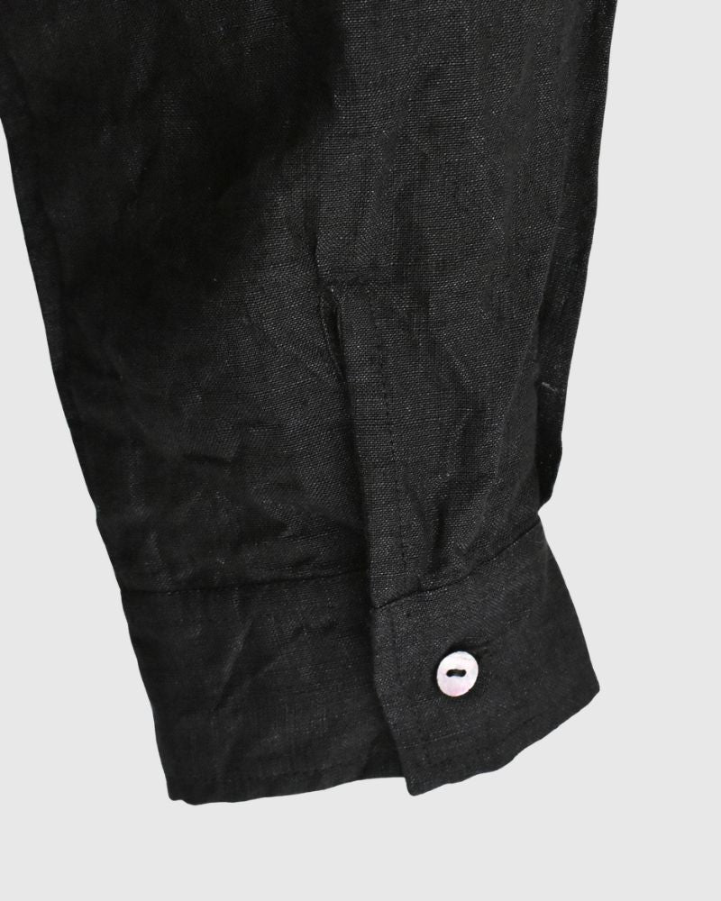 Handwoven 60×60 Linen Square Shirt in Black