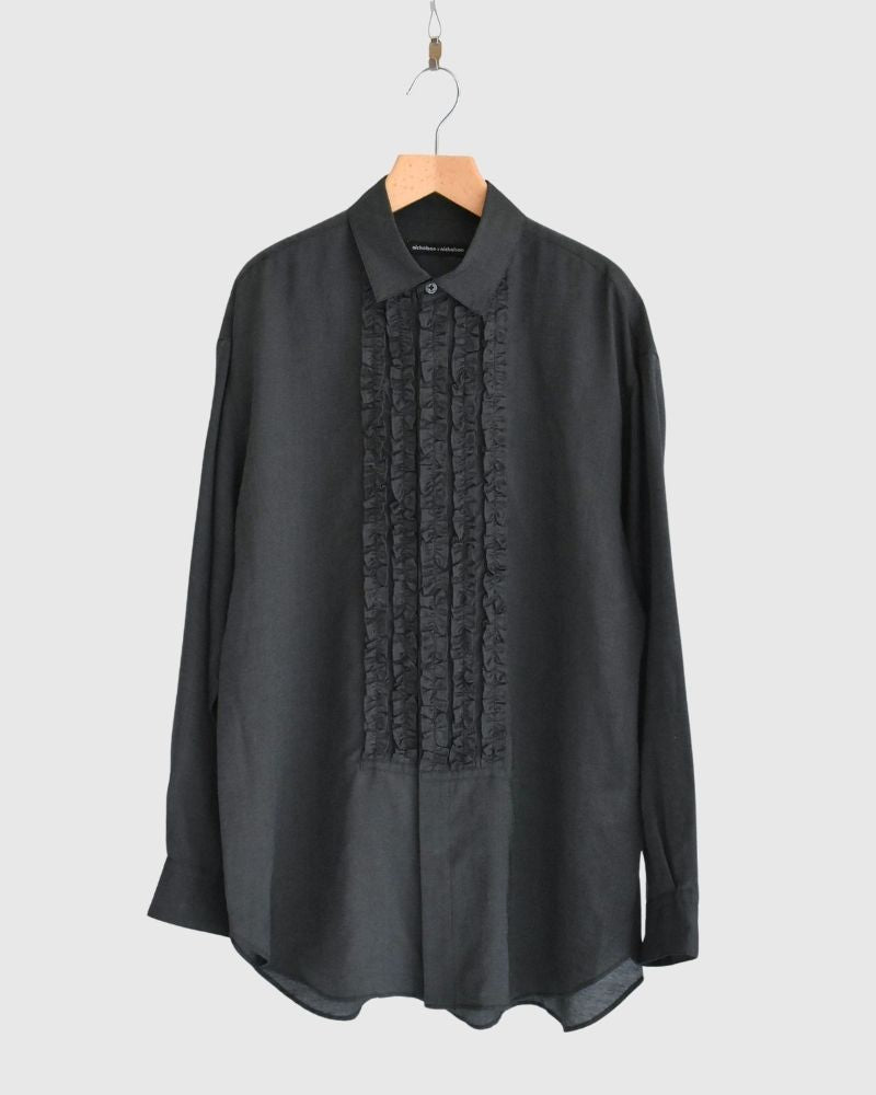 DORIS-SILK Frill Blouse in Black