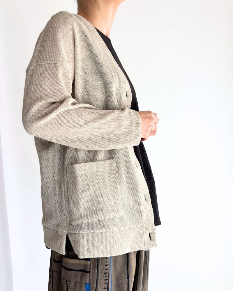 RANDOM WAFFLE CARDIGAN in Beige
