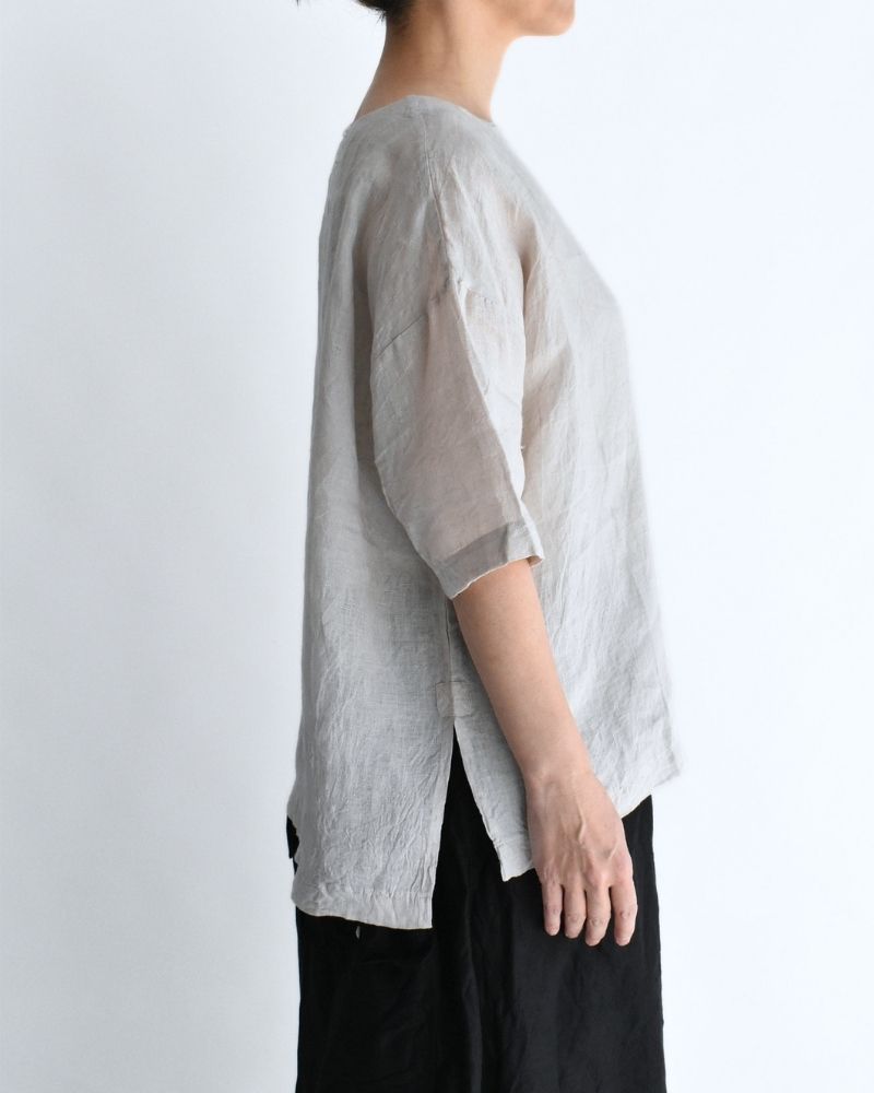 Handwoven 60x60 Linen Pullover Shirt in LightGray