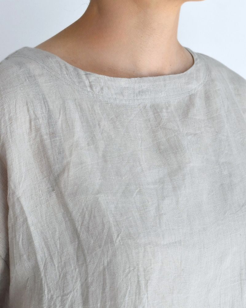 Handwoven 60x60 Linen Pullover Shirt in LightGray