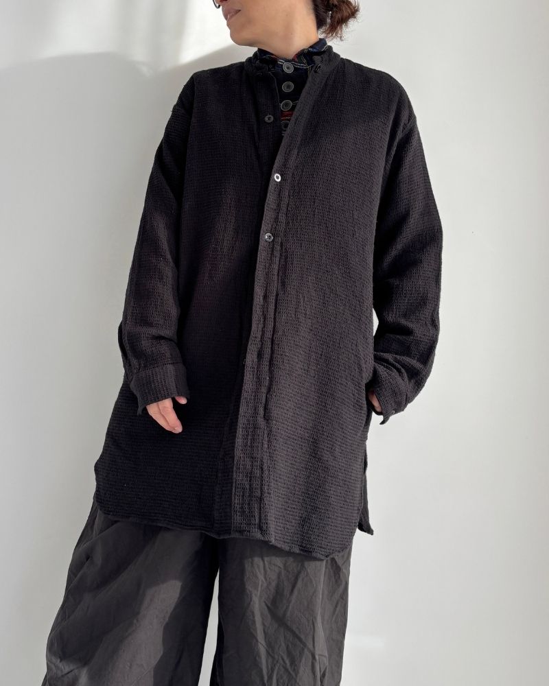 Stand Collar Shirt in Black