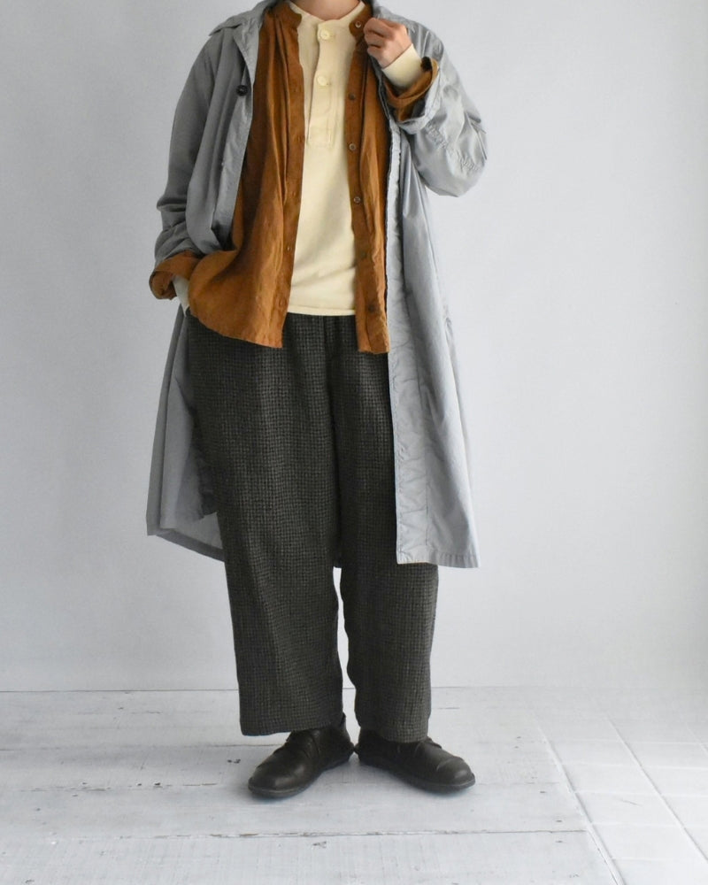 Wool Gauze Houndstooth Pants in Mocha