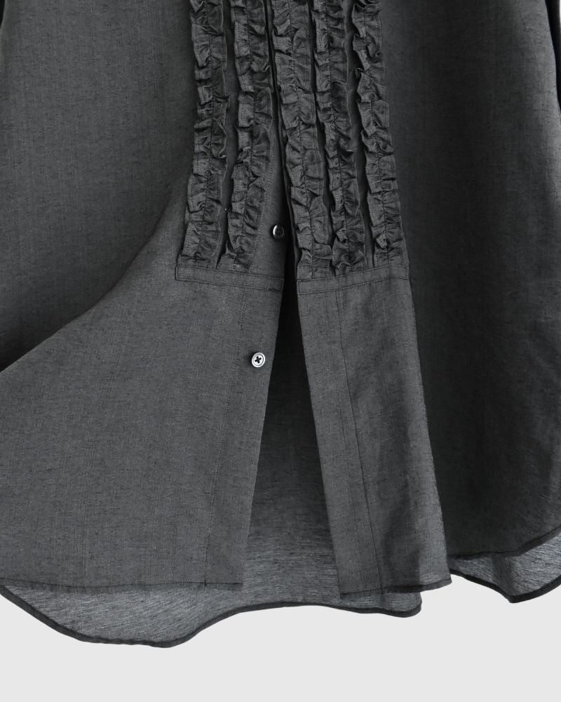 DORIS-SILK Frill Blouse in Black