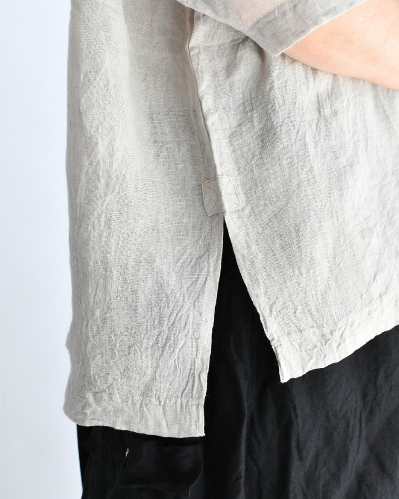 Handwoven 60x60 Linen Pullover Shirt in LightGray