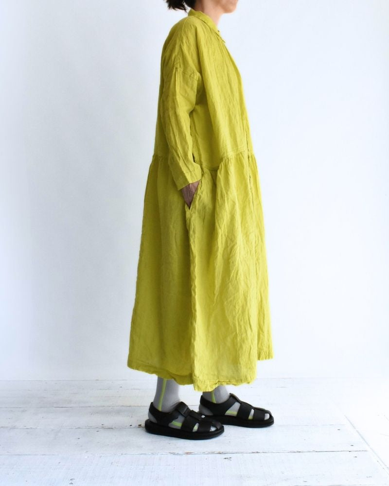 French Linen Dress in Yellow