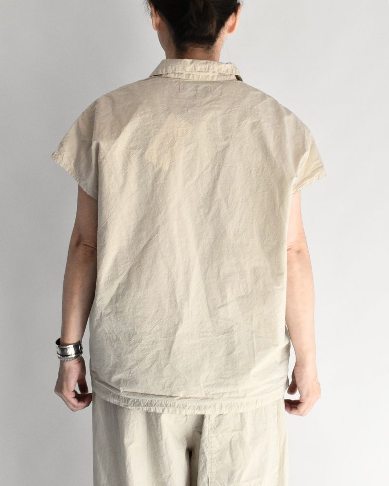 Shrink French Sleeve Shirt in Beige