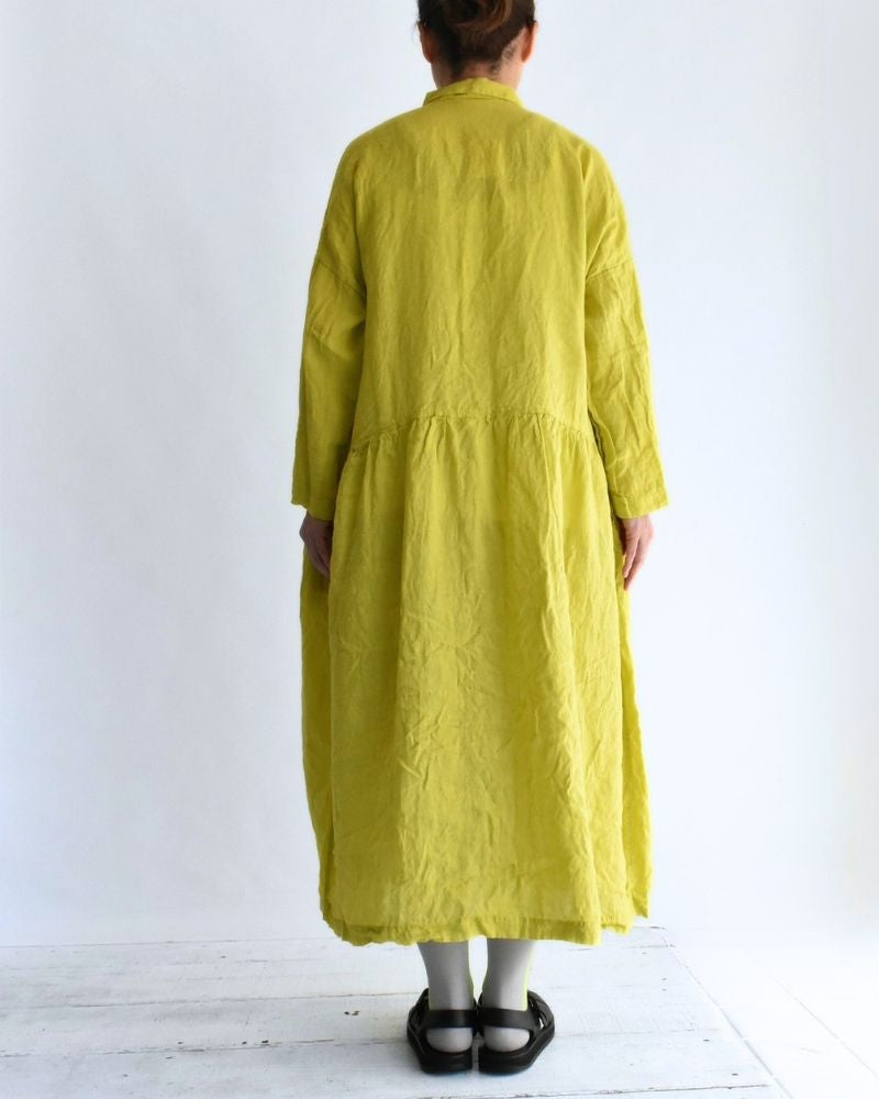 French Linen Dress in Yellow