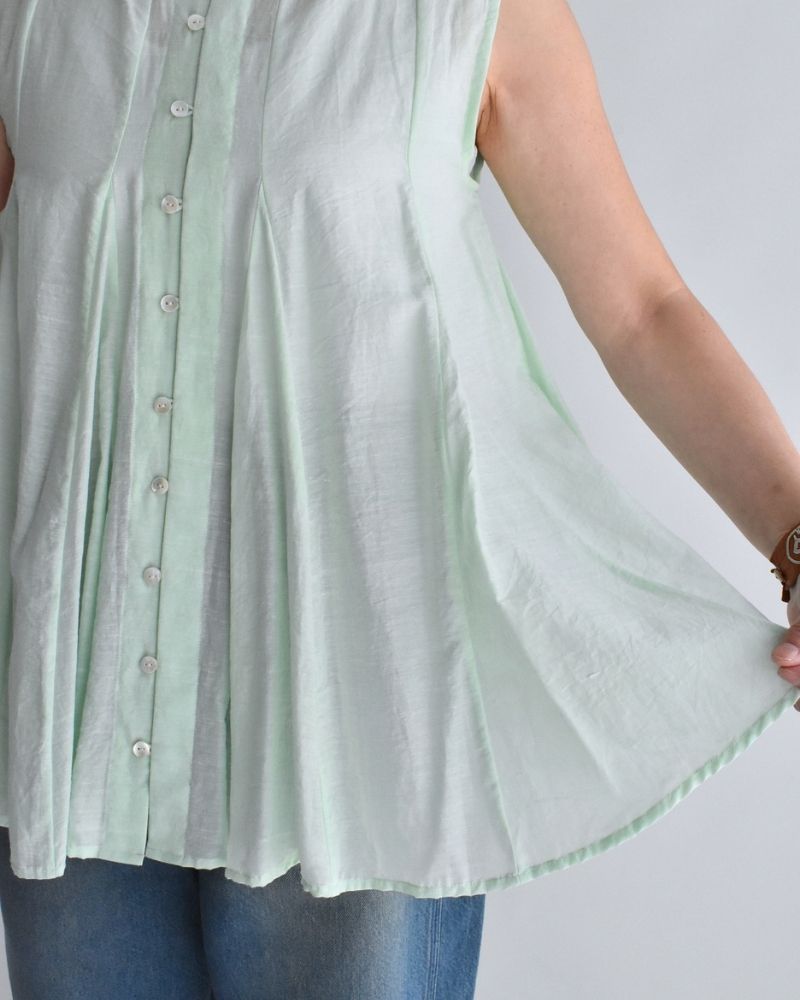 Silk cotton gusset 2-way tank top in LightGreen
