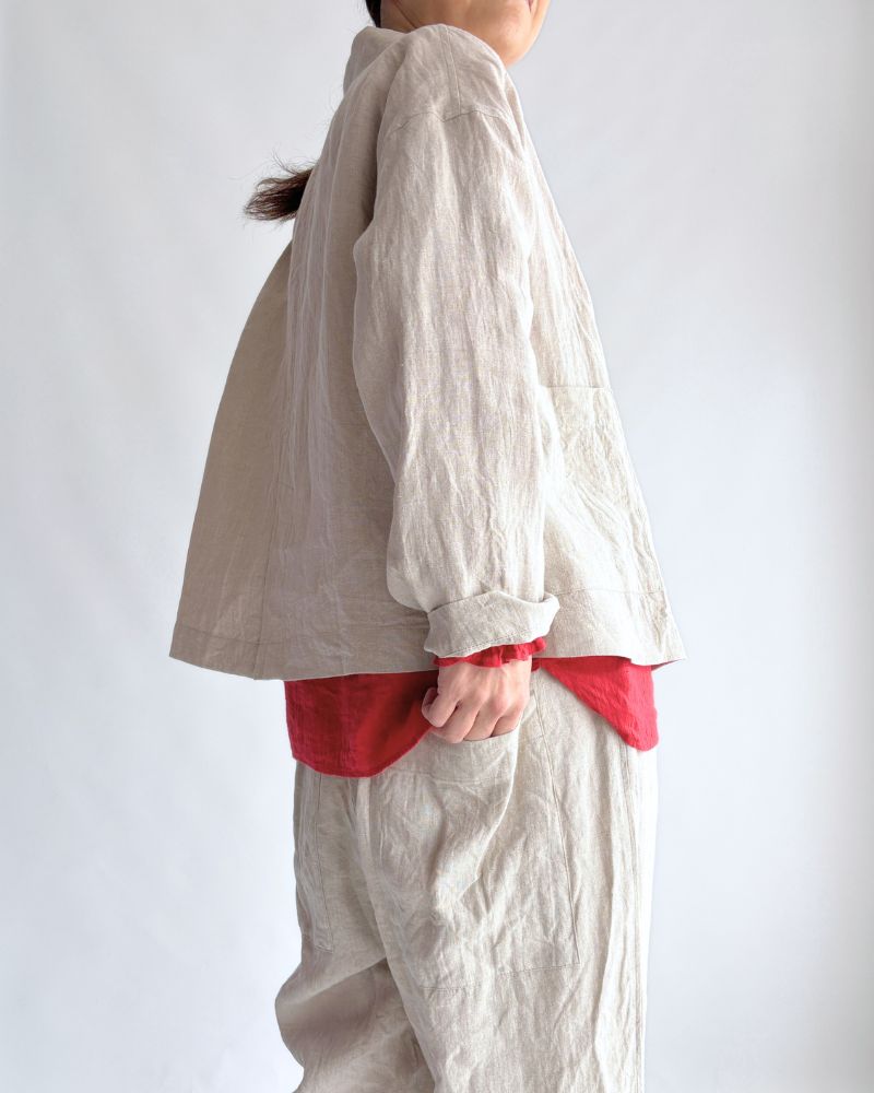 Loose jacket (LINEN) in Flax