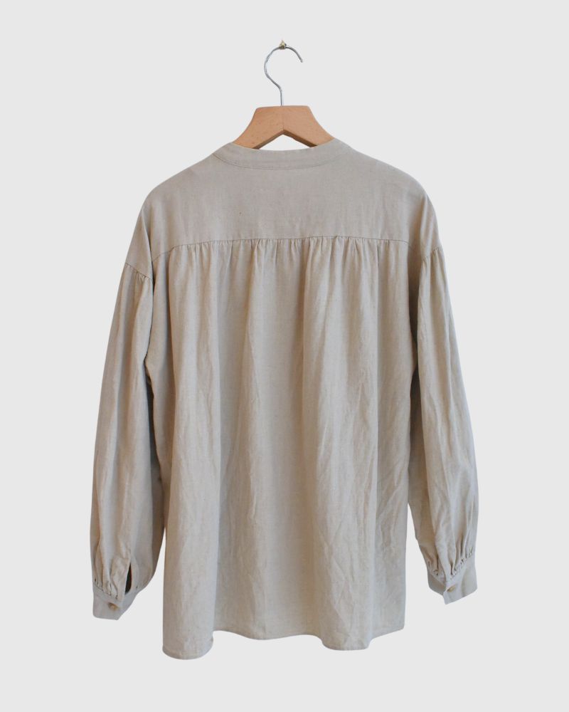 Camille Band Collar Shirt in Natural