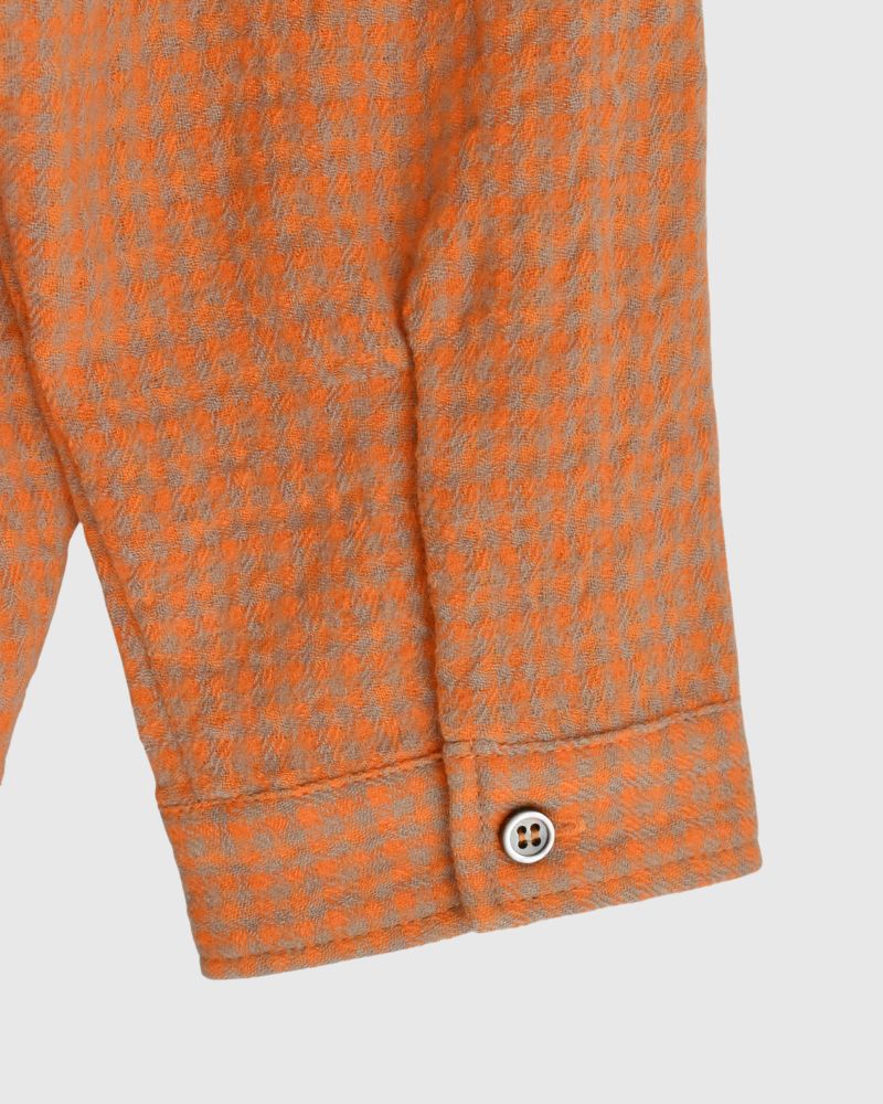 Wool cotton gingham shirt in Orange/Mocha