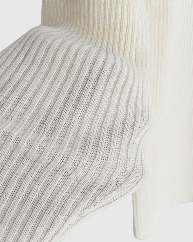JAPAN WHOLEGARMENT Rib Knit Pullover in Ivory