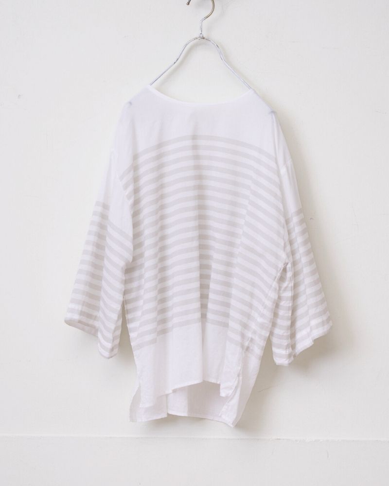 [Pre-order] MS/F LA471 Basque Border Short Sleeve Blouse (Mid-May - End of May)