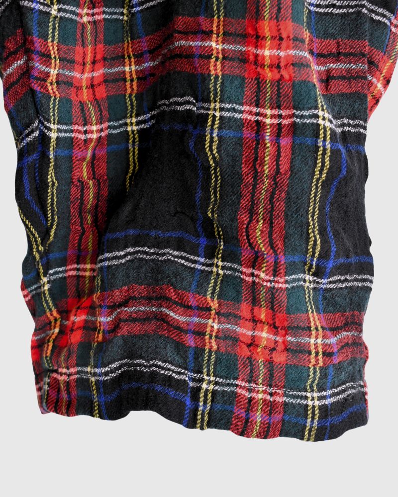 Cotton wool tartan check pants in Black