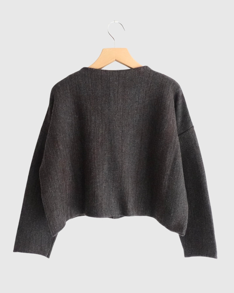 Bottleneck Boiled Wool Knit in Brown