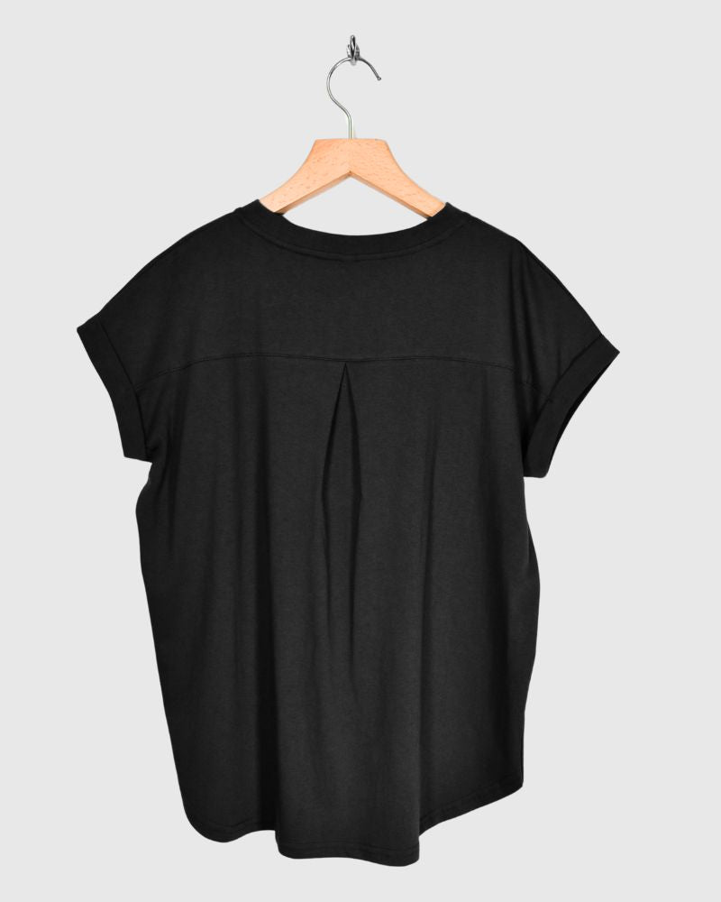 ROLLUP SLEEVE TOPS 'FERRIO' in Black