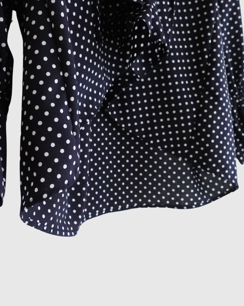 Dot Frill Blouse in Navy