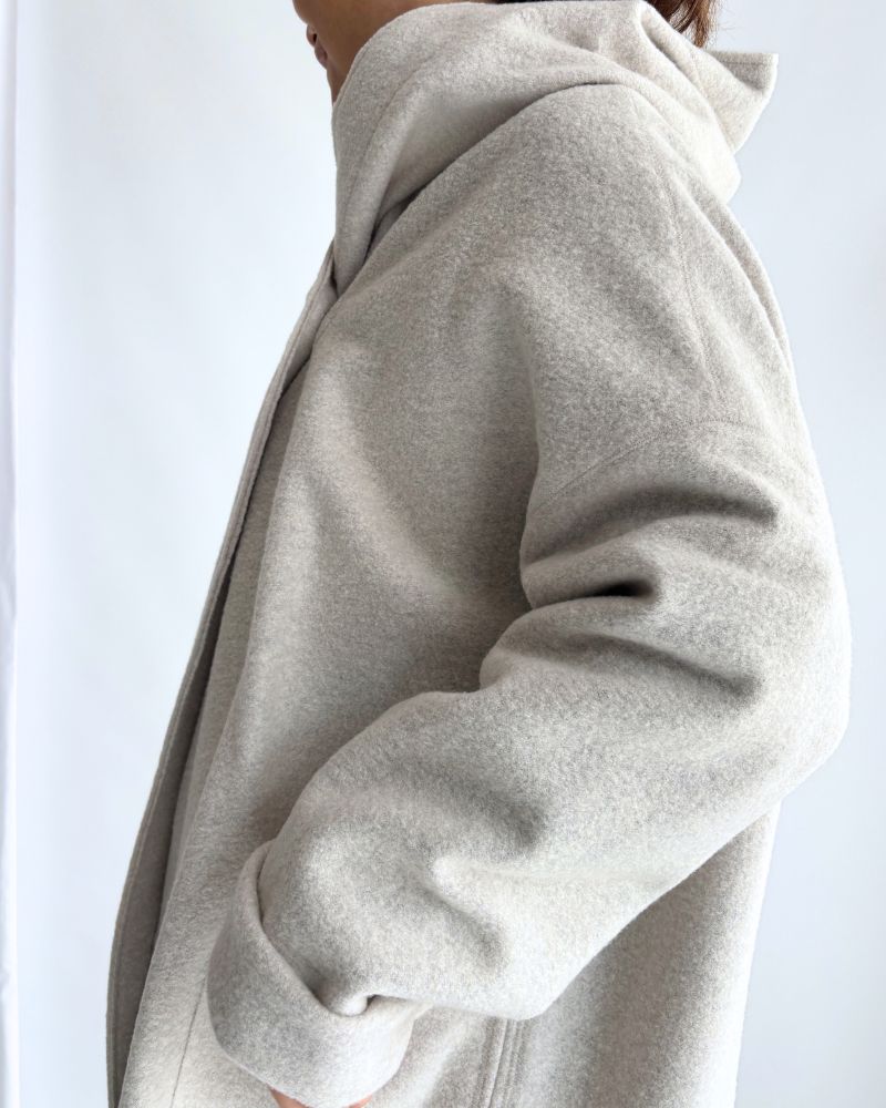 Felt Hooded Coat in OffWhite