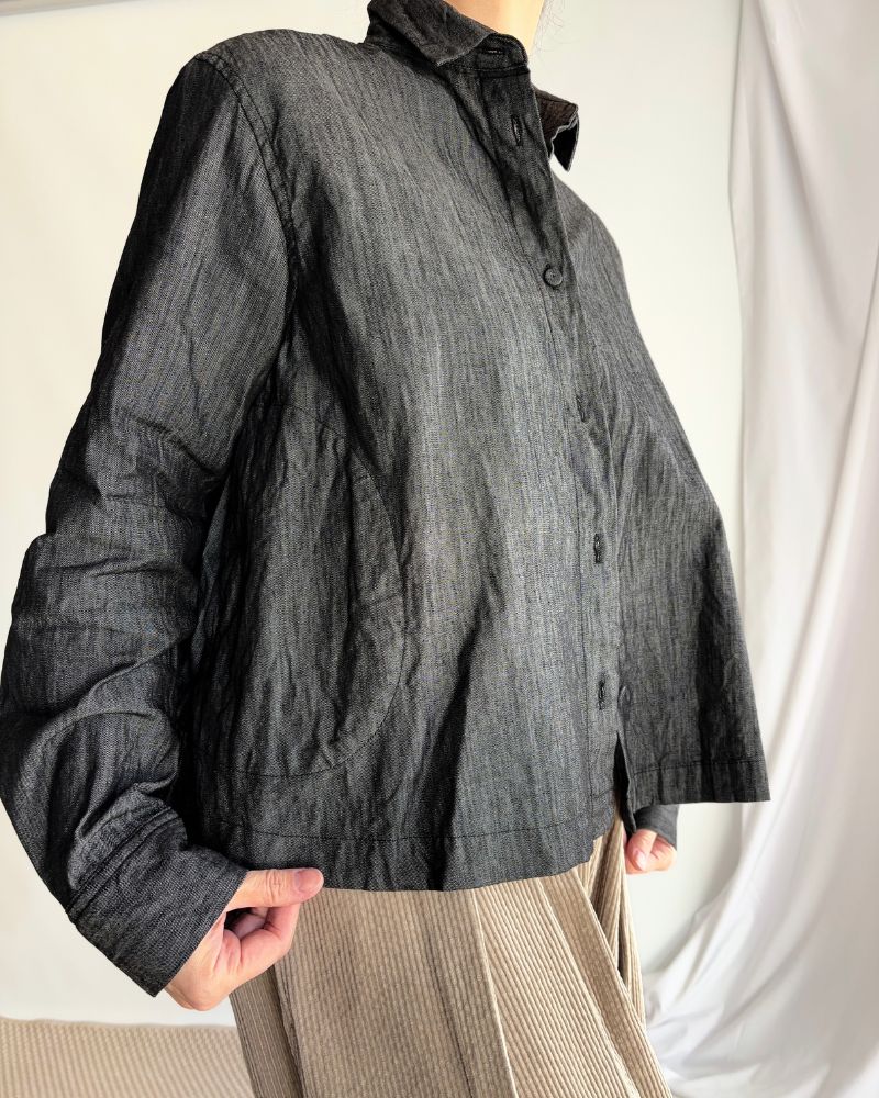 A‐LINE SHORT SHIRT (DENIM) in Black