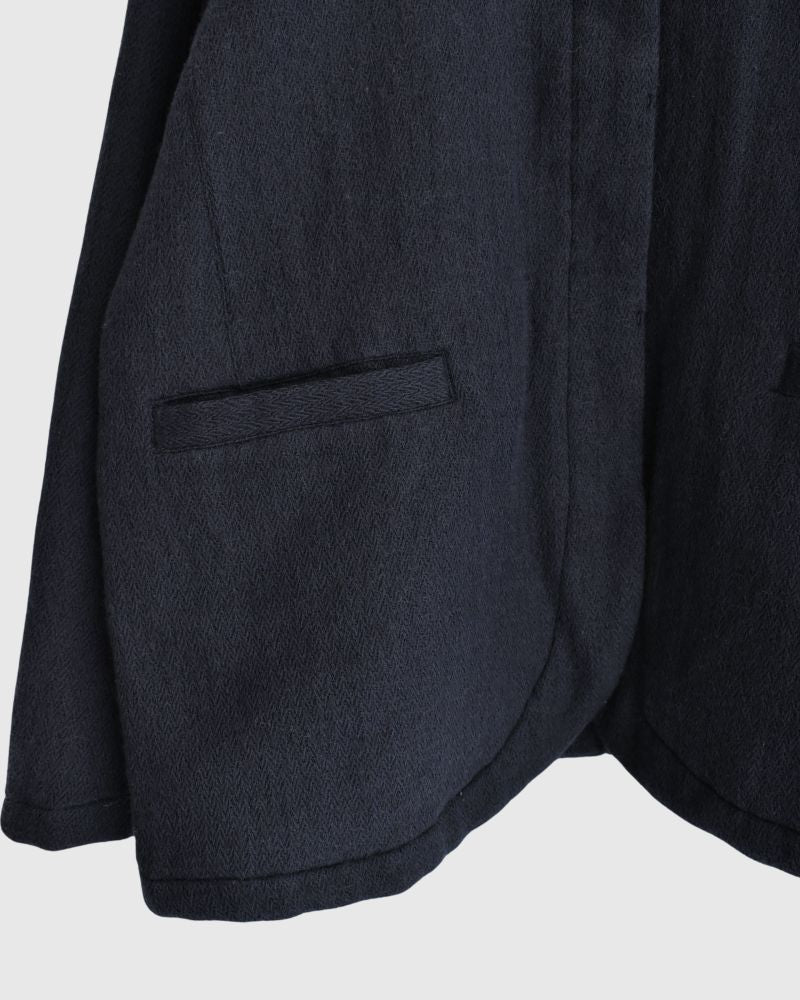 STAND COLLAR FLY FRONT JACKET in Navy
