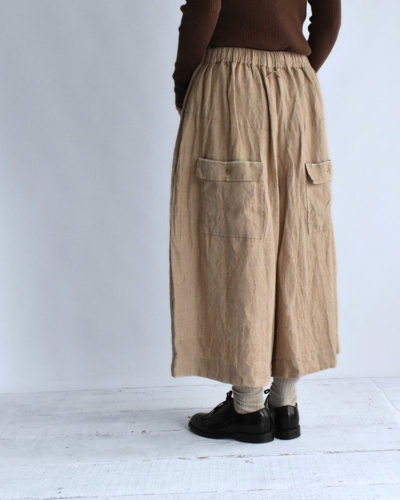 Handwoven 40 Linen Culottes in Beige