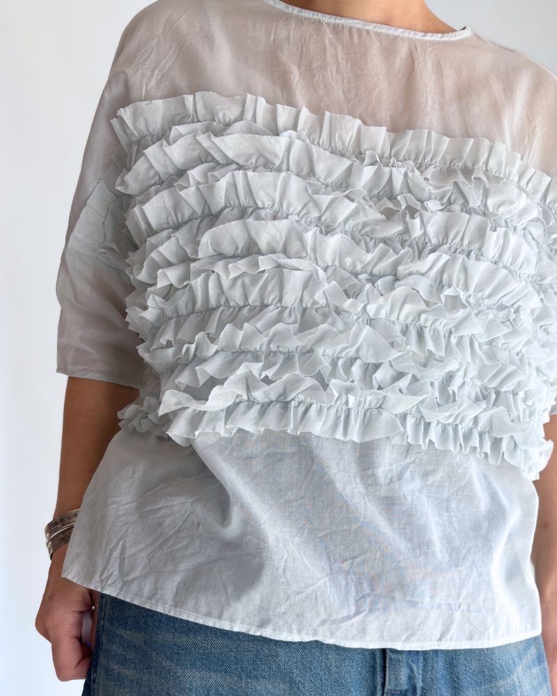 Beside Frill Pullover in PaleBlue