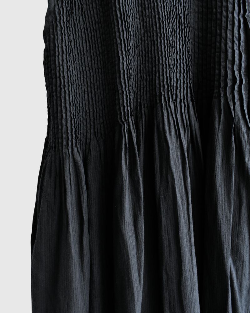 Crew-Neck F/SL Dress with Pintuck in Marine
