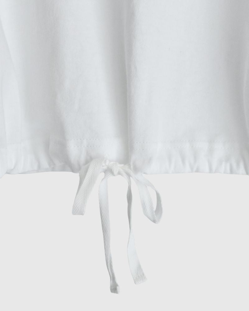 Half-Sleeve Drawstring T-shirt in White