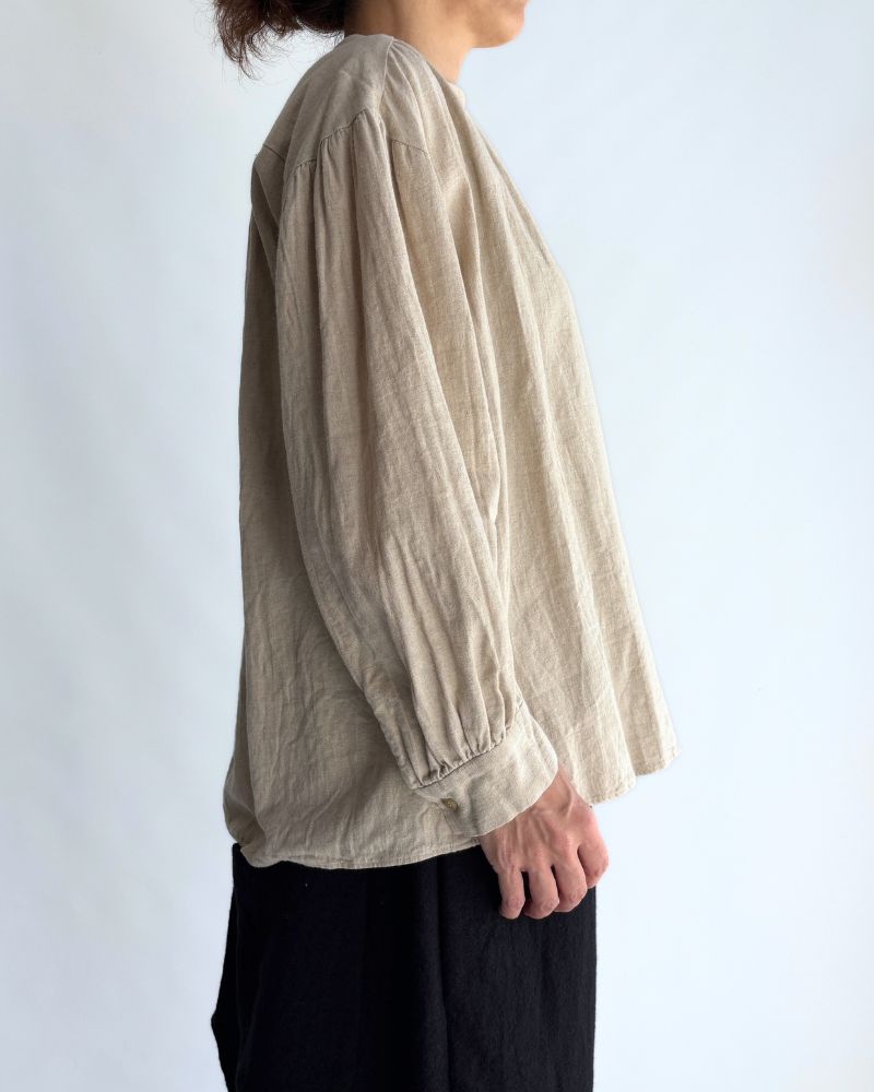 Camille Band Collar Shirt in Natural