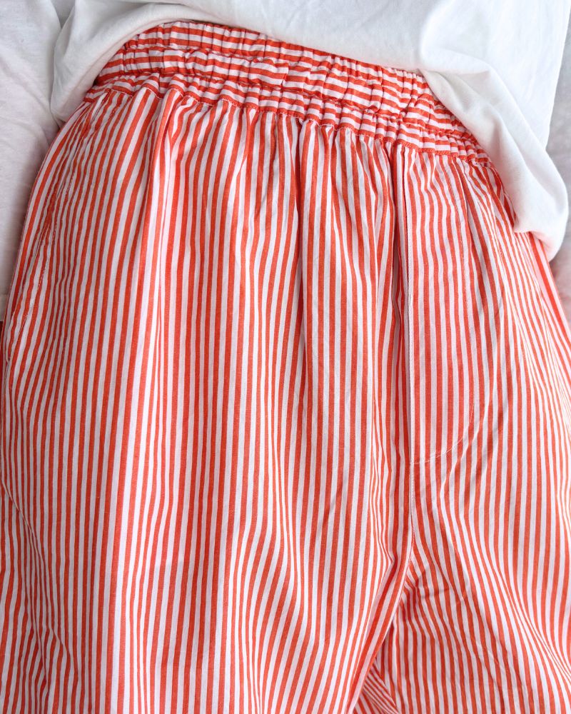 POPLIN STRIPE EASY PANTS in OrangeStripe