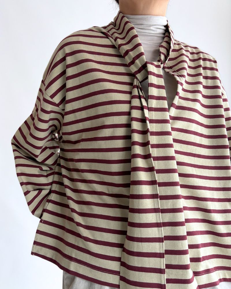 Taco Cotton Border Tie Royal in Beige/Bordeaux