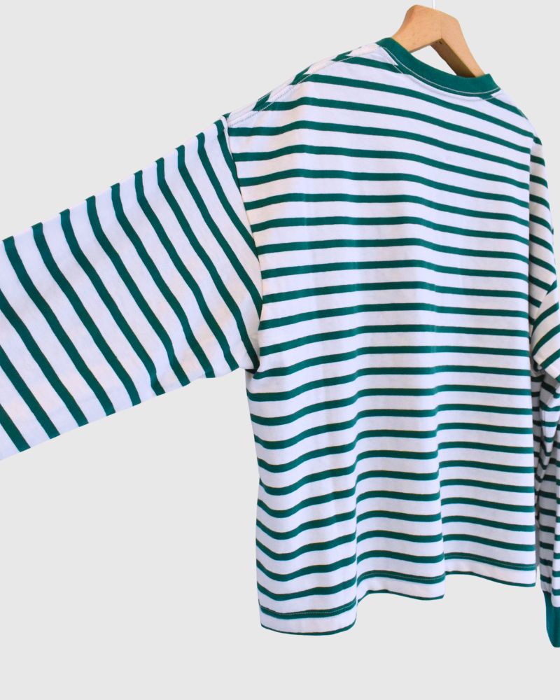 Taco Cotton Striped Long Sleeve T-Shirt Royal in Pink/Green