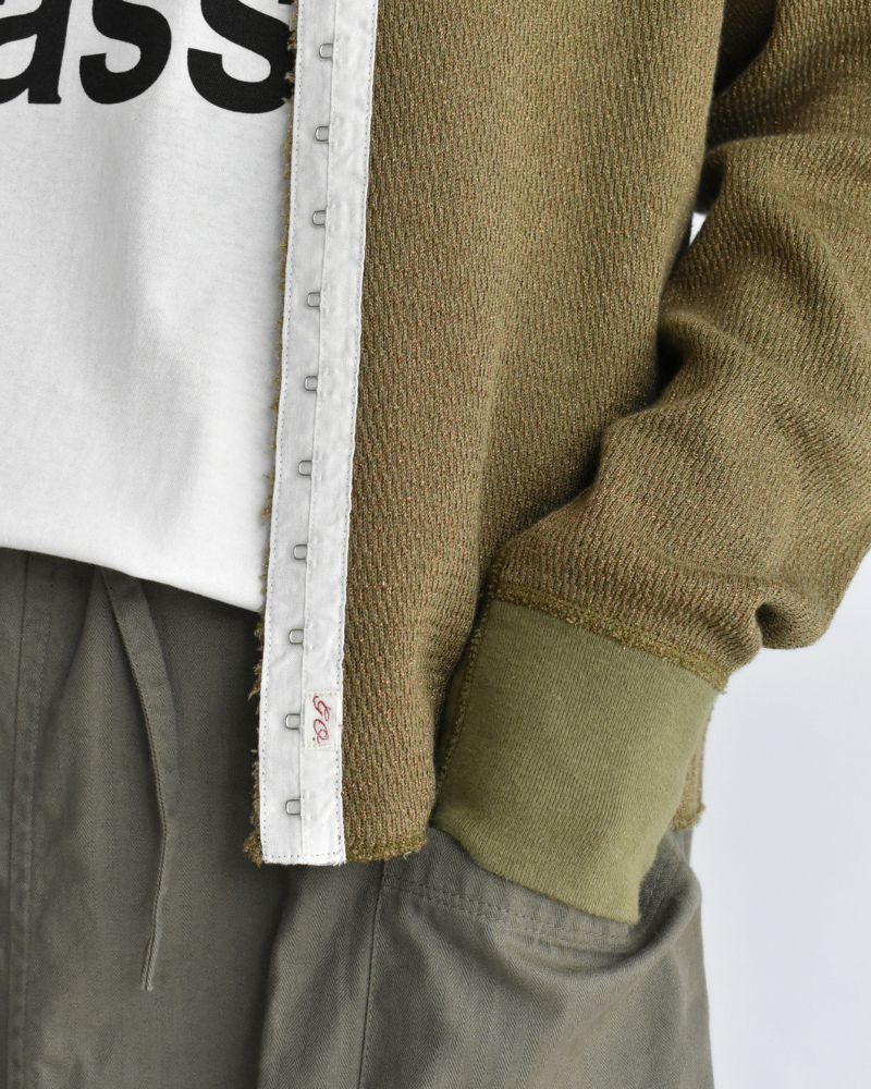 Lame Thermal Remake Cardigan in Khaki