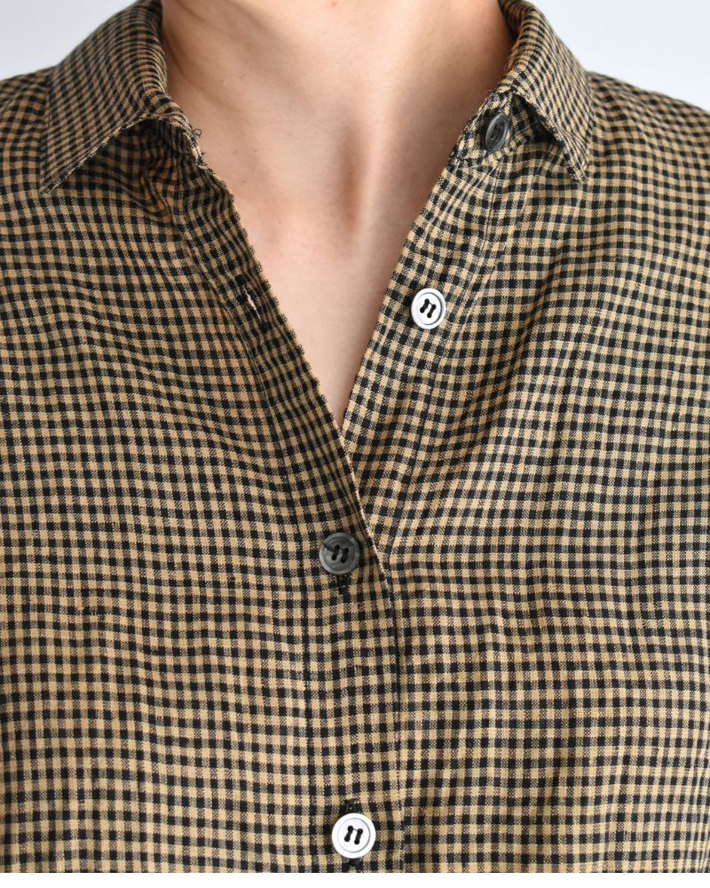 Wide Cuffed Shirt in Camel/Black