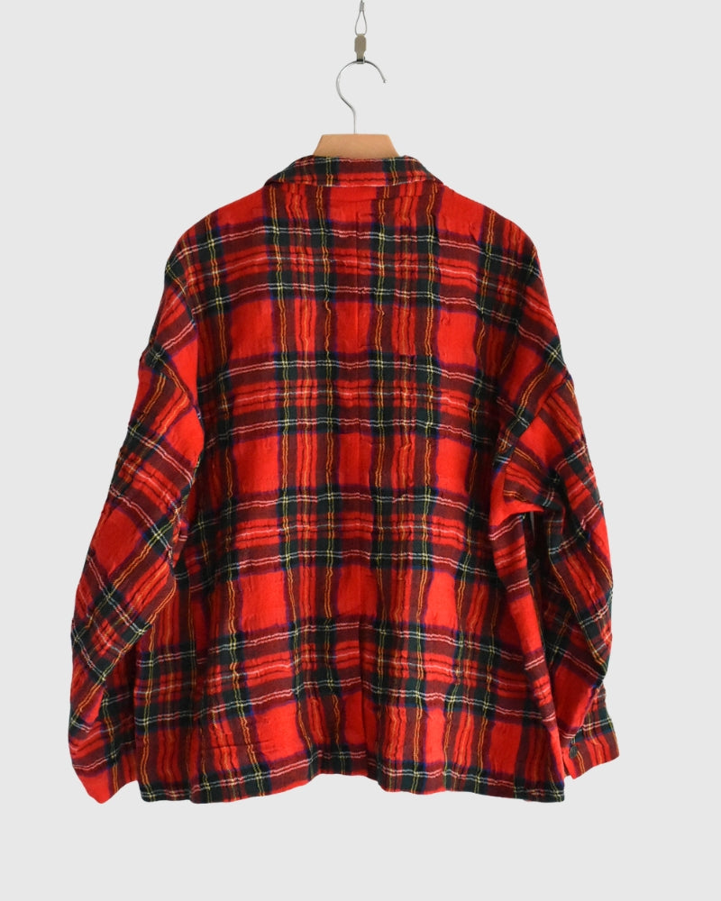 Cotton Wool Tartan Check Jacket in Red