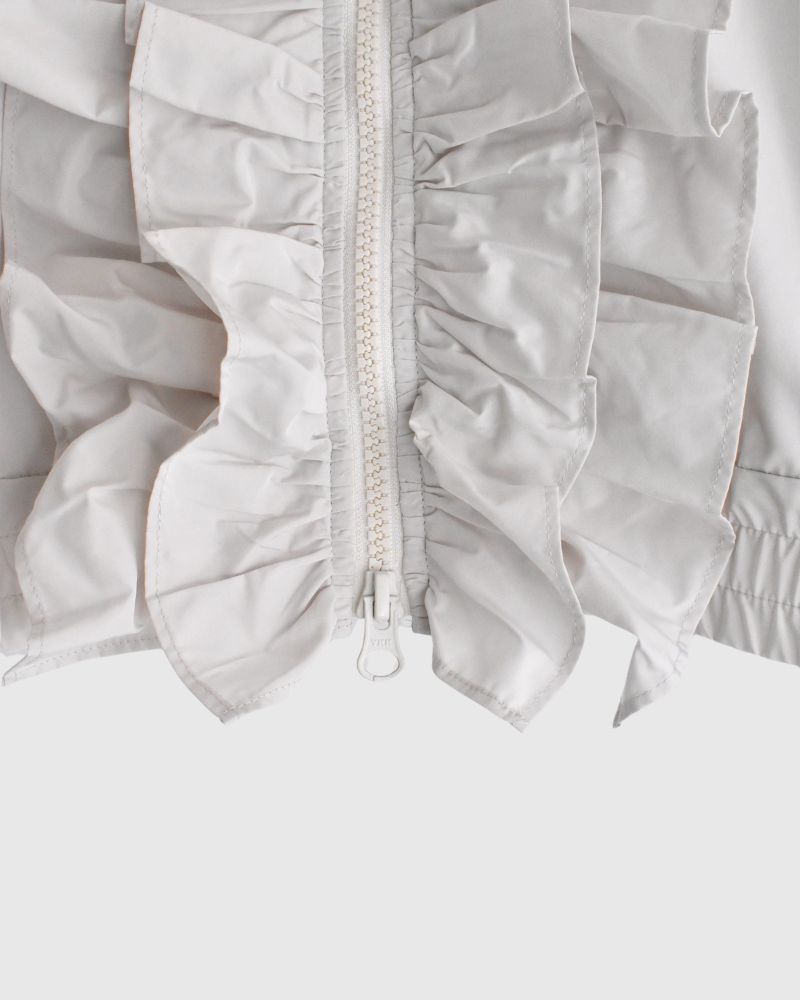 Front Frill Zip-Up Jumper in IceGray