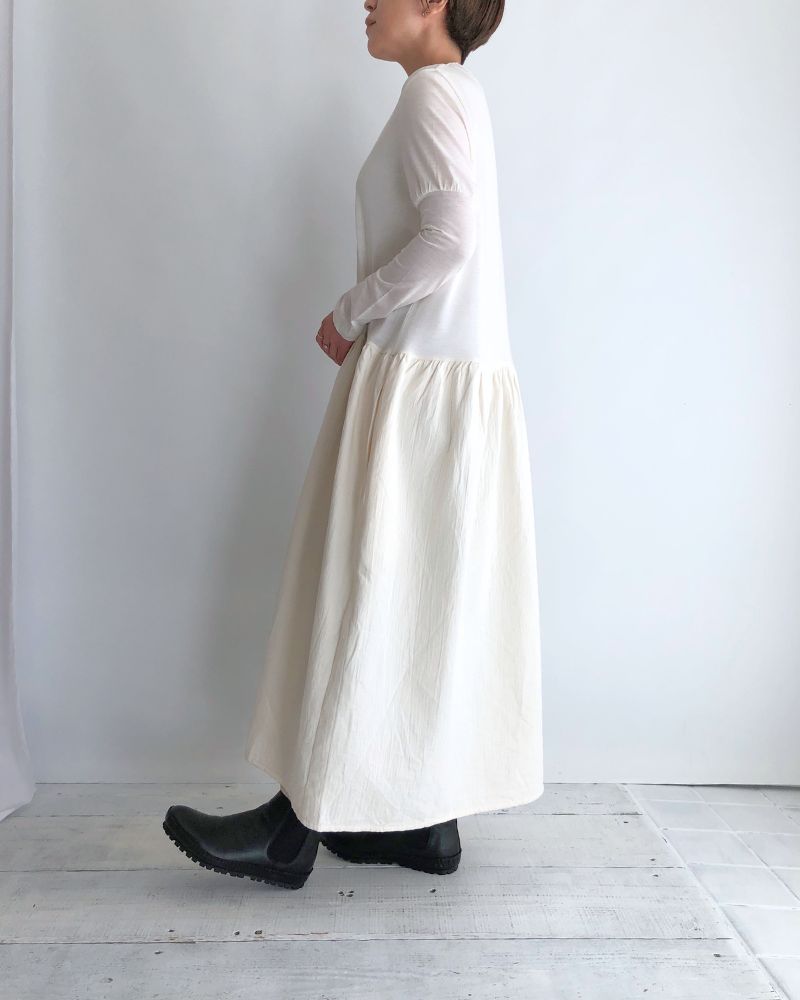 PUFF SLEEVE ONE PIECE in Ecru